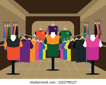 T-shirts in the store, design vector illustration