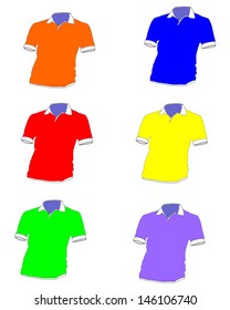 T-shirts template vector isolated on white background, purple,pink, green, blue, yellow, orange, black, blank, red, set, 
