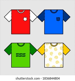 camisetas de diseño vectorial, con varios colores. llano, simple, de moda