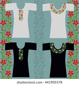 T-shirts with vector floral design