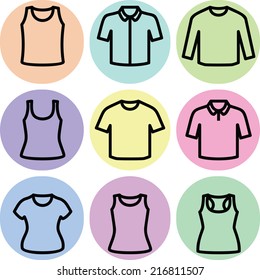 T-short icon set. Vector illustrator