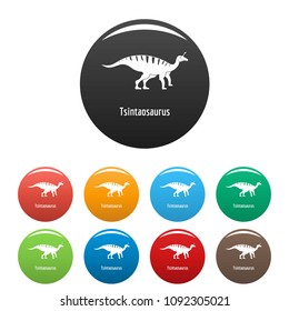 Tsintaosaurus icon. Simple illustration of tsintaosaurus vector icons set color isolated on white