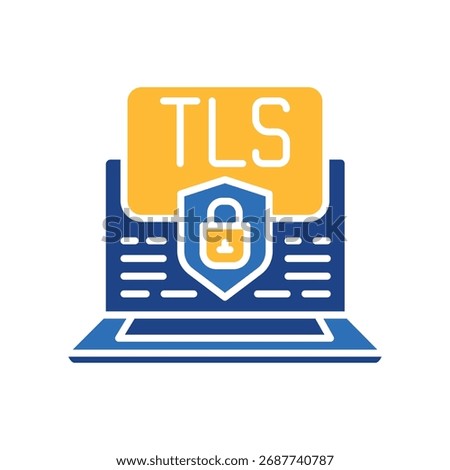 tsl certificate color flat icon. Vector isolated element.Editable stroke