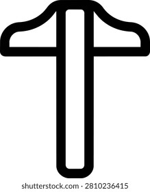 T-square ruler for architectural drafting and precision drawing. A clean black line icon representing a T-square tool used in technical drawing and architecture. Ideal for engineering, design, or education projects.