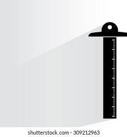 T-square ruler on white background, flat and shadow theme