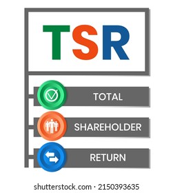 TSR - Total Shareholder Return. business concept background. vector illustration concept with keywords and icons. lettering illustration with icons for web banner, flyer, landing page, presentation