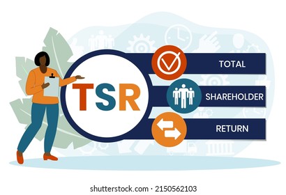 TSR - Total Shareholder Return. business concept background. vector illustration concept with keywords and icons. lettering illustration with icons for web banner, flyer, landing page, presentation