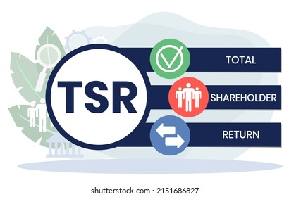 TSR - Total Shareholder Return. business concept background. vector illustration concept with keywords and icons. lettering illustration with icons for web banner, flyer, landing page, presentation