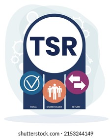 TSR - Total Shareholder Return. business concept background. vector illustration concept with keywords and icons. lettering illustration with icons for web banner, flyer, landing page, presentation