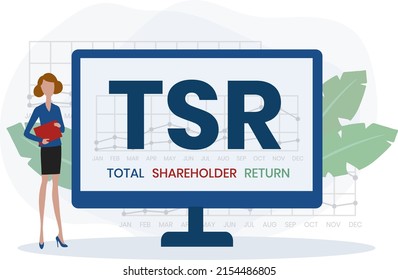 TSR - Total Shareholder Return. business concept background. vector illustration concept with keywords and icons. lettering illustration with icons for web banner, flyer, landing page, presentation