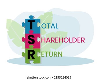 TSR - Total Shareholder Return. business concept background. vector illustration concept with keywords and icons. lettering illustration with icons for web banner, flyer, landing page, presentation
