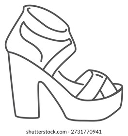T-Strap Plattform Sandalen Linie Symbol. Modeschuh