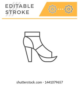 T-strap shoe editable stroke line outline icon