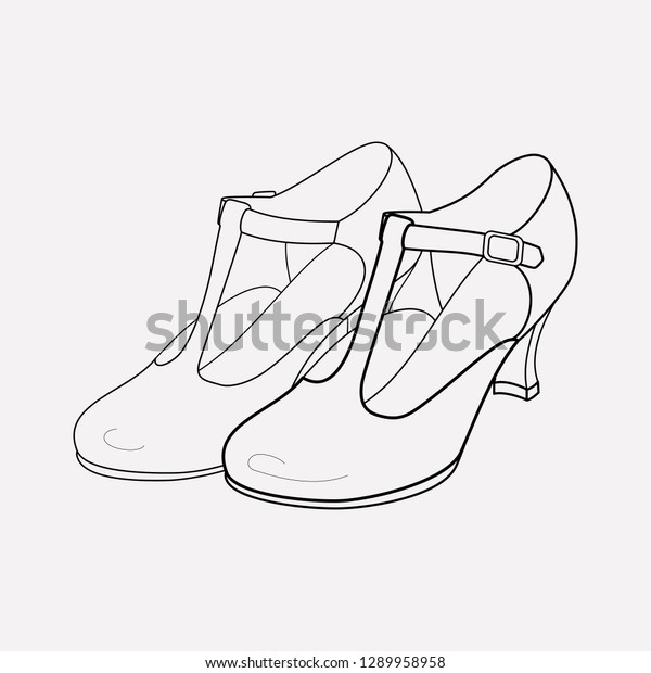 T-strap shoes icon line element. Vector\
illustration of t-strap shoes icon line isolated on clean\
background for your web mobile app logo\
design.