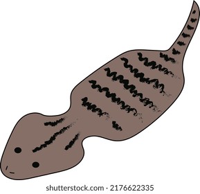 Tsuchinoko, an unidentified creature that resembles a snake on a white background