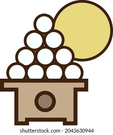 Tsukimi bola de masa volante pop y linda ilustración estilo japonés