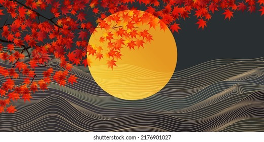 Tsukimi Fifteen nights Autumn leaves background