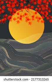 Tsukimi Fifteen nights Autumn leaves background