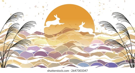 tsukimi onda paisagem outono fundo