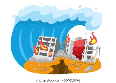 Tsunami destroyed building .