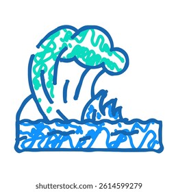 tsunami disaster doodle icon sketch vector. tsunami disaster sign. isolated symbol illustration