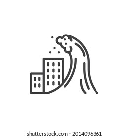Tsunami disaster line icon. linear style sign for mobile concept and web design. Tsunami wave apocalyptic outline vector icon. Symbol, logo illustration. Vector graphics