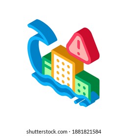 tsunami flood city icon vector. isometric tsunami flood city sign. color isolated symbol illustration