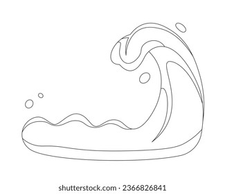 Tsunami Riesenwelle monochrome flache Vektorgrafik Objekt. Naturkatastrophe. Bearbeitbar Schwarz-Weiß-Symbol in dünner Linie. Einfache Cartoon-Clip-Art-Spot-Illustration für Web-Grafik-Design