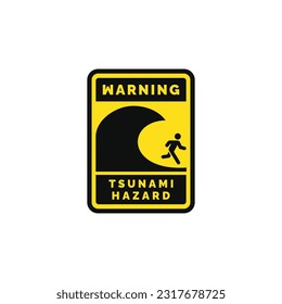 Tsunami hazard caution warning symbol design vector