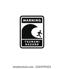 Tsunami hazard caution warning symbol design vector