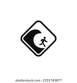 Tsunami hazard caution warning symbol design vector