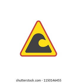 Tsunami hazard sign flat icon, vector sign, colorful pictogram isolated on white. Symbol, logo illustration. Flat style design
