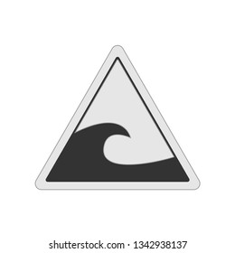 Tsunami Hazard Warning Icon. Disaster's Caution Illustration As A Simple Vector Sign & Trendy Symbol for Design and Websites, Presentation or Mobile Application.
