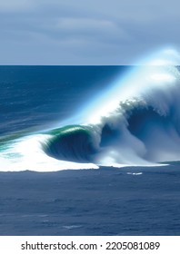 tsunami and high ocean waves illustration
