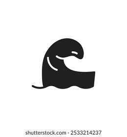 Tsunami-Symbol, flache Liniengrafik