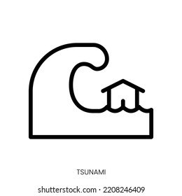 tsunami icon. Line Art Style Design Isolated On White Background