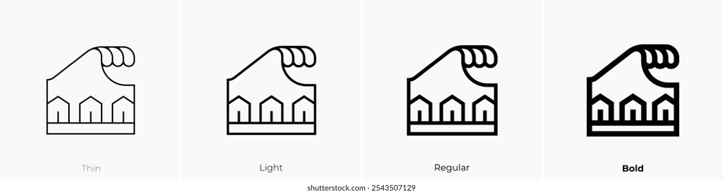 tsunami icon. Thin, Light Regular And Bold style design isolated on white background