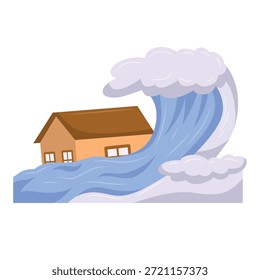 Tsunami icon, tsunami vector illustration, tsunami clip art, disaster icon, natural disaster wave vector image
