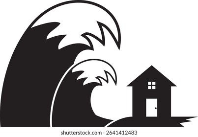 tsunami icon vector illustration drawing.