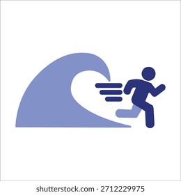 tsunami icons. simple colored vector illustrtation