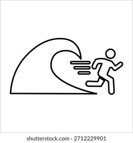 tsunami icons. simple line vector illustrtation