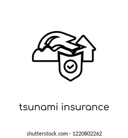 Tsunami insurance icon. Trendy modern flat linear vector Tsunami insurance icon on white background from thin line Insurance collection, editable outline stroke vector illustration