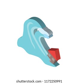 Tsunami isometric left top view 3D icon