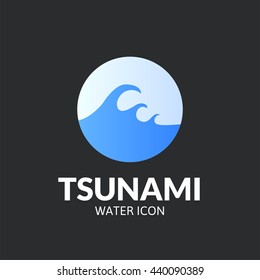 Tsunami logo, vector template design water icon