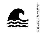 Tsunami Ocean Wave Icon Containing natural disaster symbol, giant sea wave theme, and emergency atmosphere