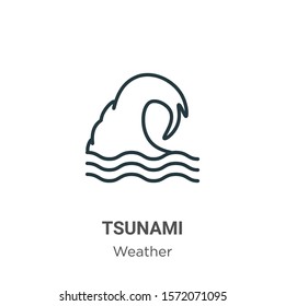 Tsunami outline vector icon. Thin line black tsunami icon, flat vector simple element illustration from editable weather concept isolated on white background