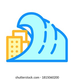 tsunami problem color icon vector. tsunami problem sign. isolated symbol illustration
