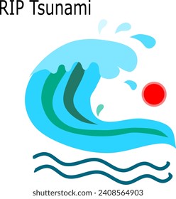 Tsunami vector, RIP REST IN PEACE, concept mourning for those who died in the tsunami in Japan. on white background. We rooting for everyone to live and keep fighting.
