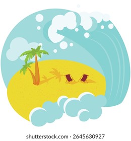 Tsunami-Vektorwasserwelle Überschwemmung Seebeben