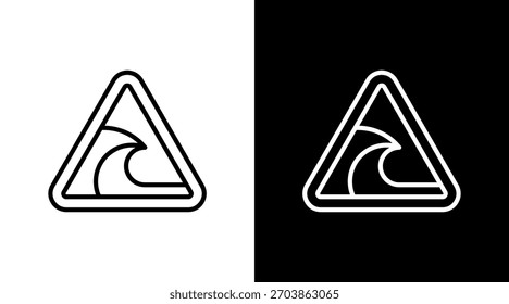 Design do Conjunto de Ícones Brancos de Aviso de Tsunami